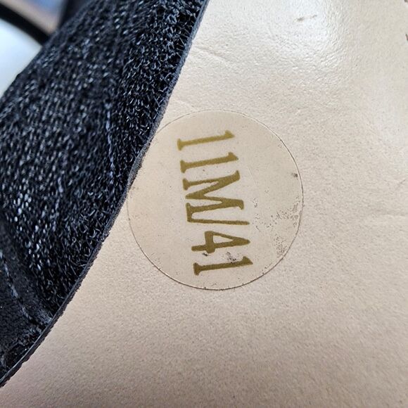 BCBG Black Mesh Floral Lace Stiletto Heels Size 11 Ankle Strap Open Toe Wedding - Picture 13 of 13